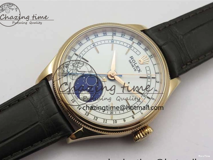 MiroTime 0320 Cellini 50535 Moonphase RG GMF Best Edition White Dial on Brown Leather Strap A Lightweight 2634